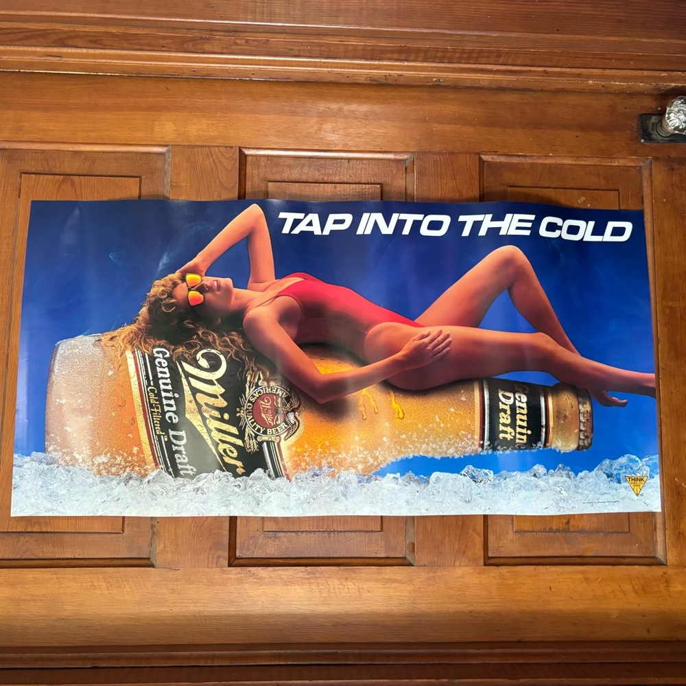 Miller Genuine Draft 'Tap Into The Cold' Bar Poster with Beach Model